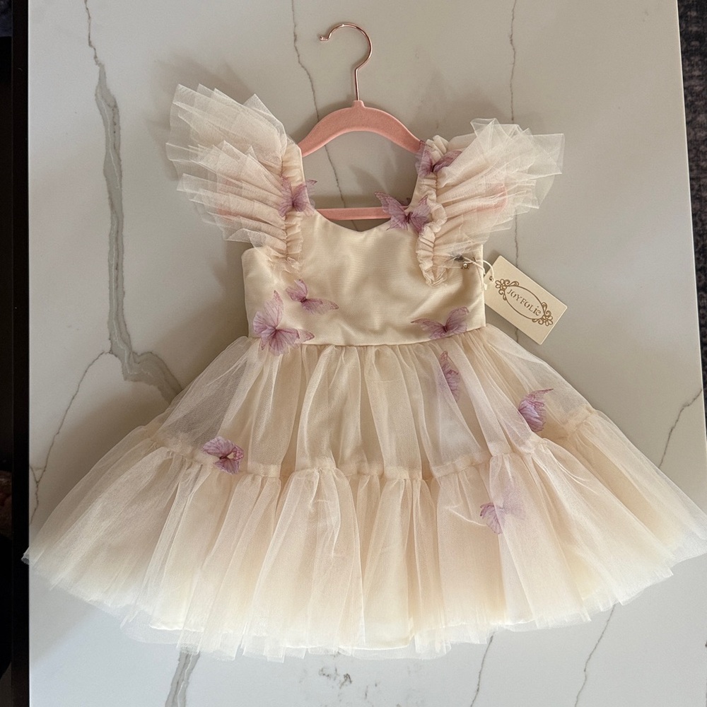 Cream and Purple Tulle Dress